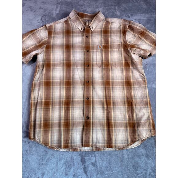 Carhartt Other - Carhartt Plaid Button Down Shirt Size 2XL Work Shirt Rugged Outdoor Brown